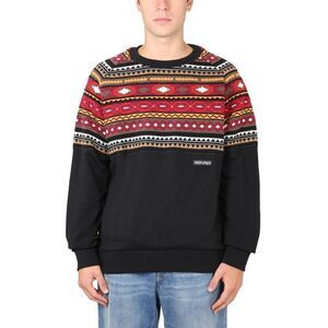 MARCELO BURLON Men's Crew Neck Sweater with Fair Isle Pattern Men BLACK Sweaters